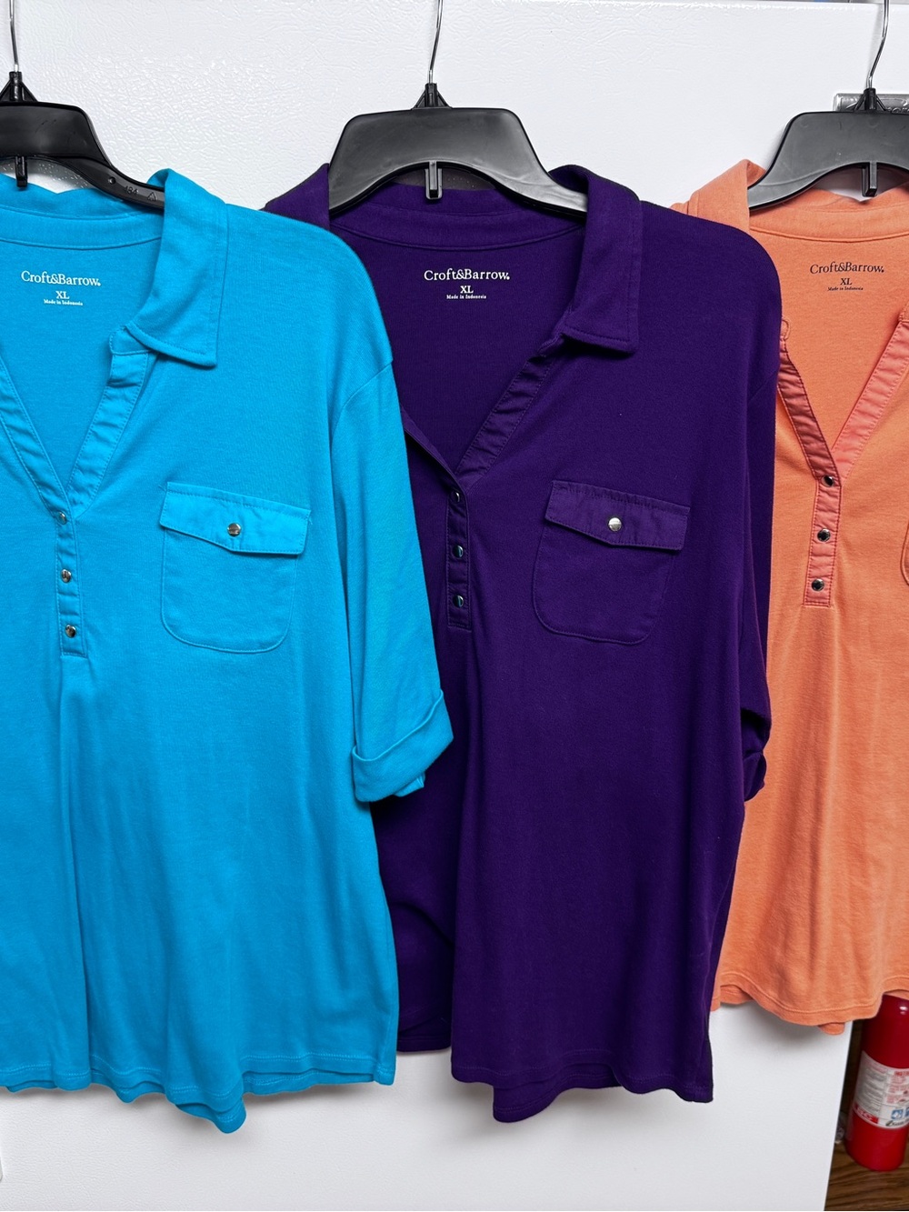 3 croft & barrow Polo Shirts in Bright Teal, plum & peach